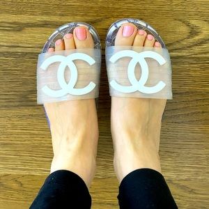 Clear logo jelly pool slides